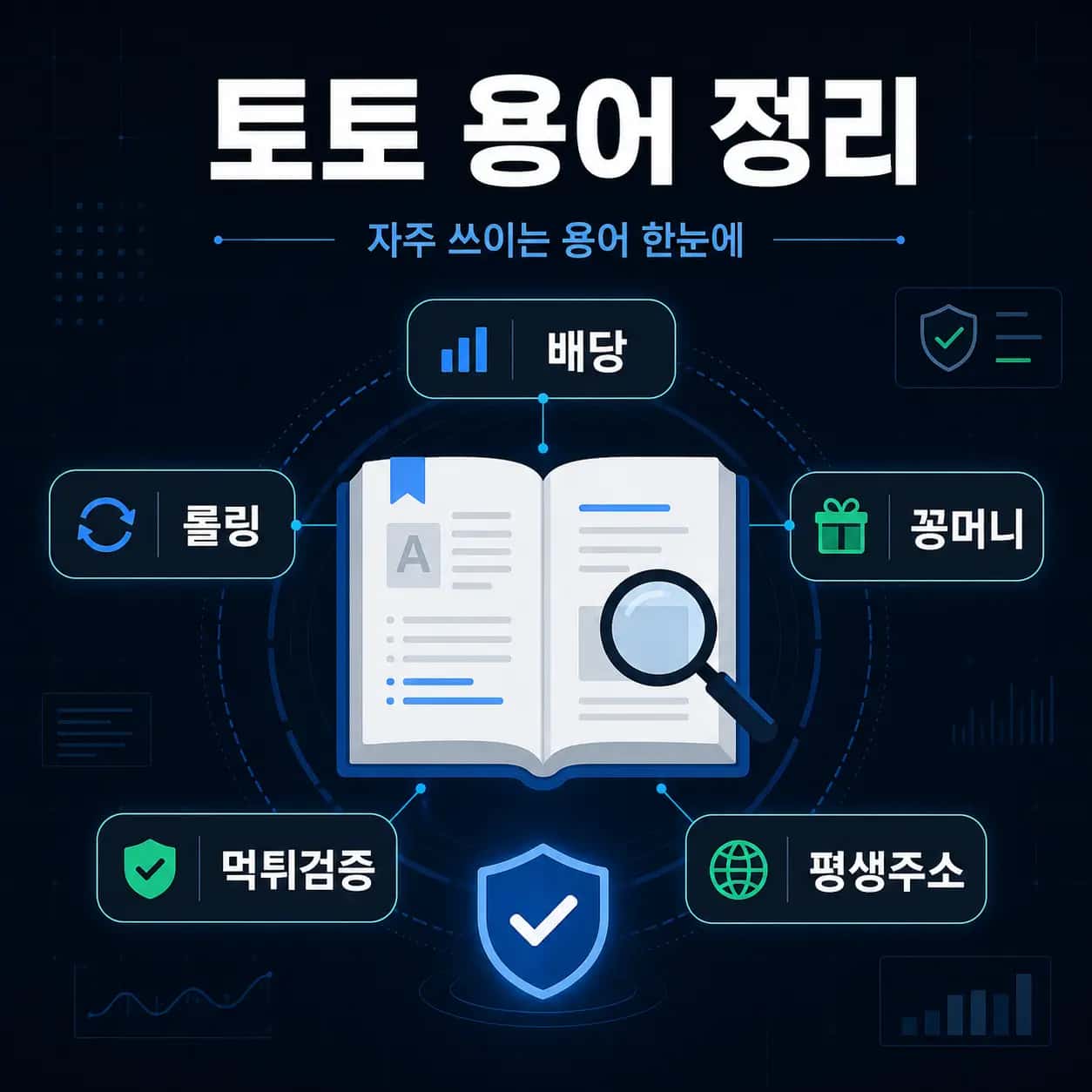 토토 용어 정리 인포그래픽 — 배당, 롤링, 꽁머니, 먹튀검증, 평생주소 용어 설명